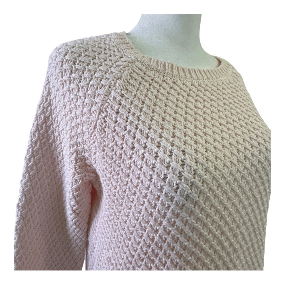 Active Seller! Pale Pink Talbots Fisherman Sweater size Small 100% Cotton - Picture 4 of 8